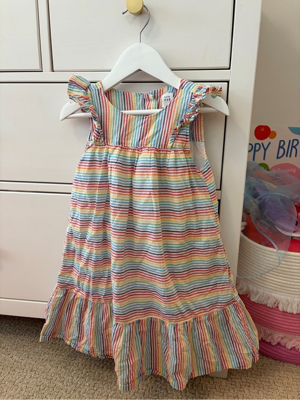 Baby Gap Girls Size 5 Rainbow Stripe Sleeveless Dress Spring Summer